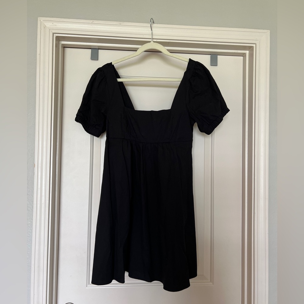 Black Puff Sleeve Babydoll Dress